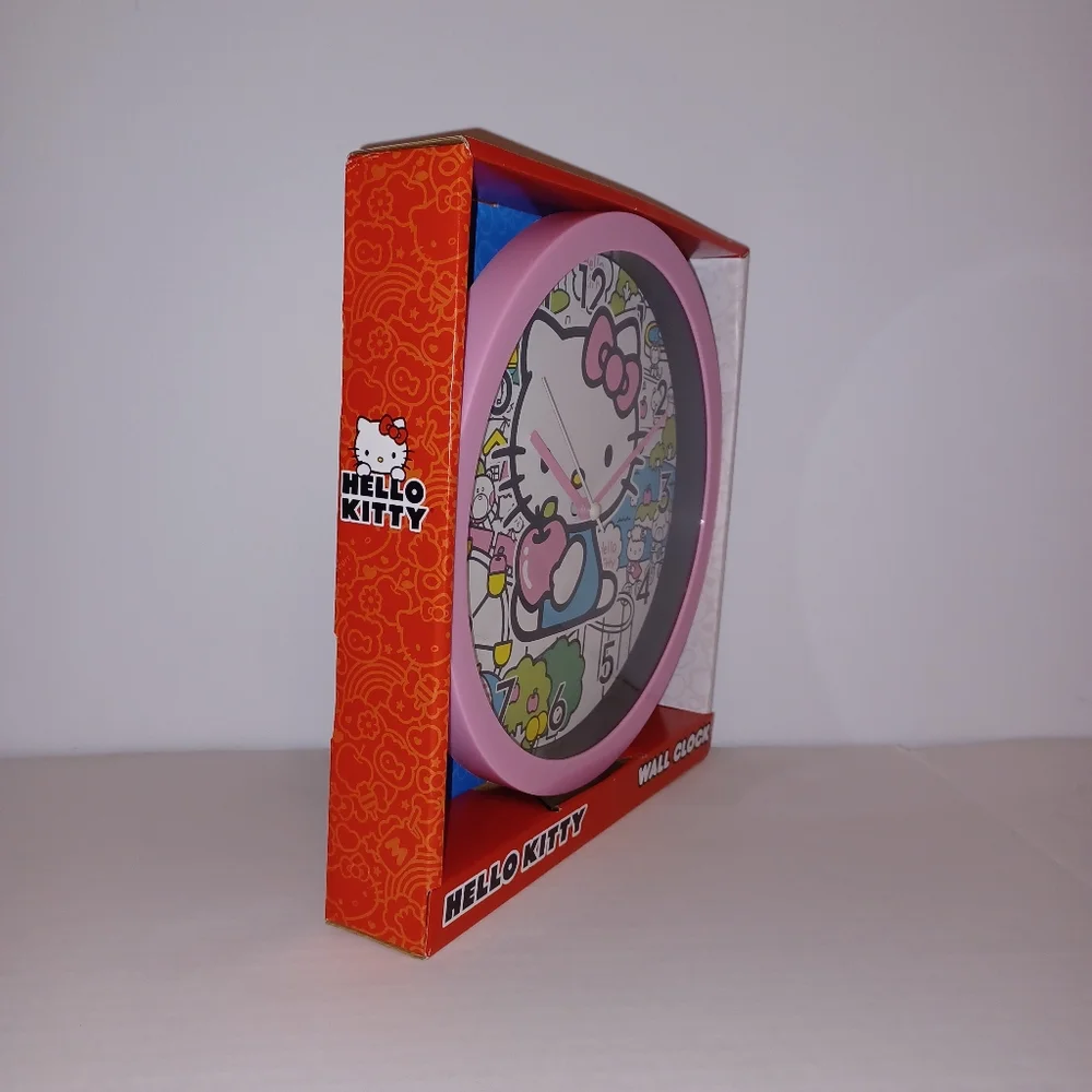 Hello Kitty Wall Clock, Analog, Apple Trees, Pink